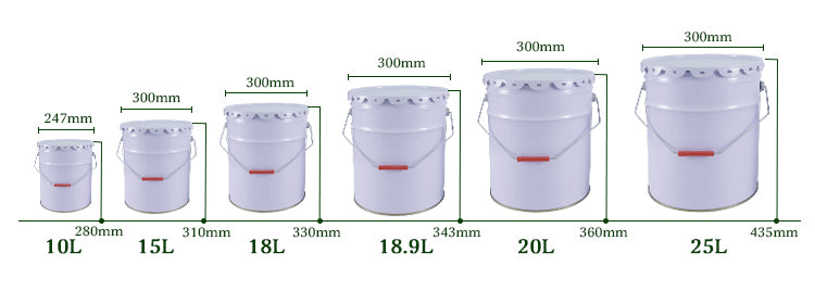 18L Leak-Proof Metal Paint Bucket - 300x330mm Empty Drum for Oil-Based Paint & Solvents