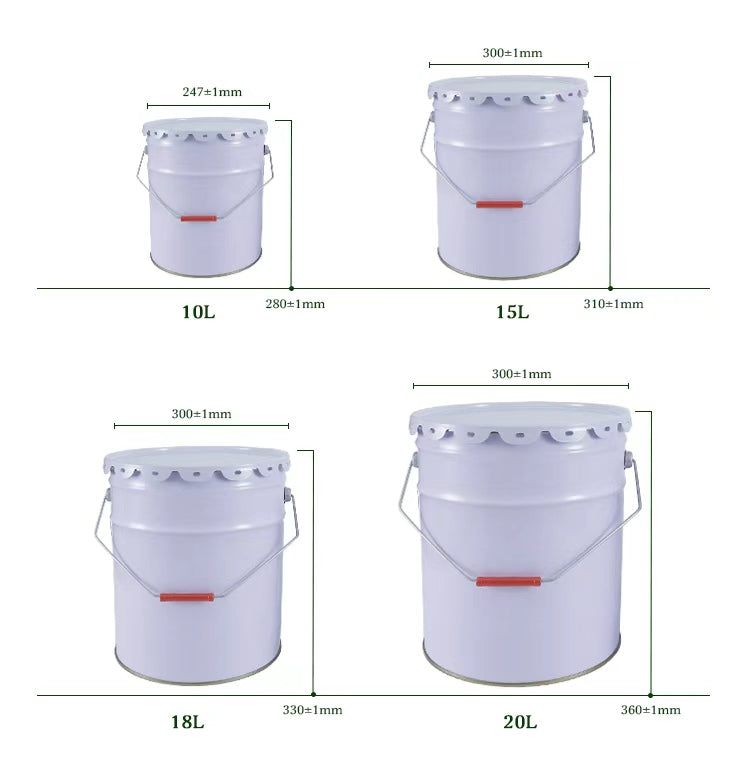 20L Empty Metal Paint Bucket - 300x360mm Leak-Proof Drum for Industrial Chemical Storage