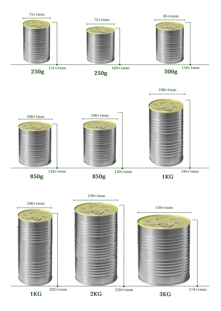 Airtight 500ml Tinplate Tomato Sauce Can - Round Metal Container with Easy-Open Lid for Ketchup, Paste & Puree (Dia 156mm x H147mm