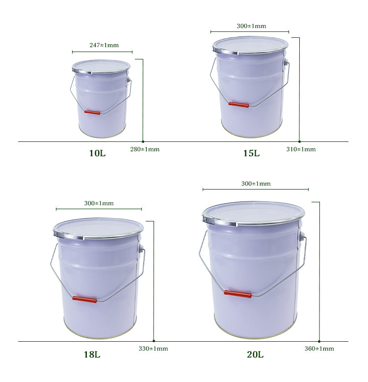 18L UN Certified Metal Paint Drum - 300x330mm Chemical Storage Bucket for Contractors