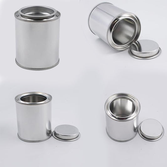 0.5L Small Paint Tin Can - 82x87mm Empty Metal Container with Press-Fit Lid for Sample Paints, Craft Projects