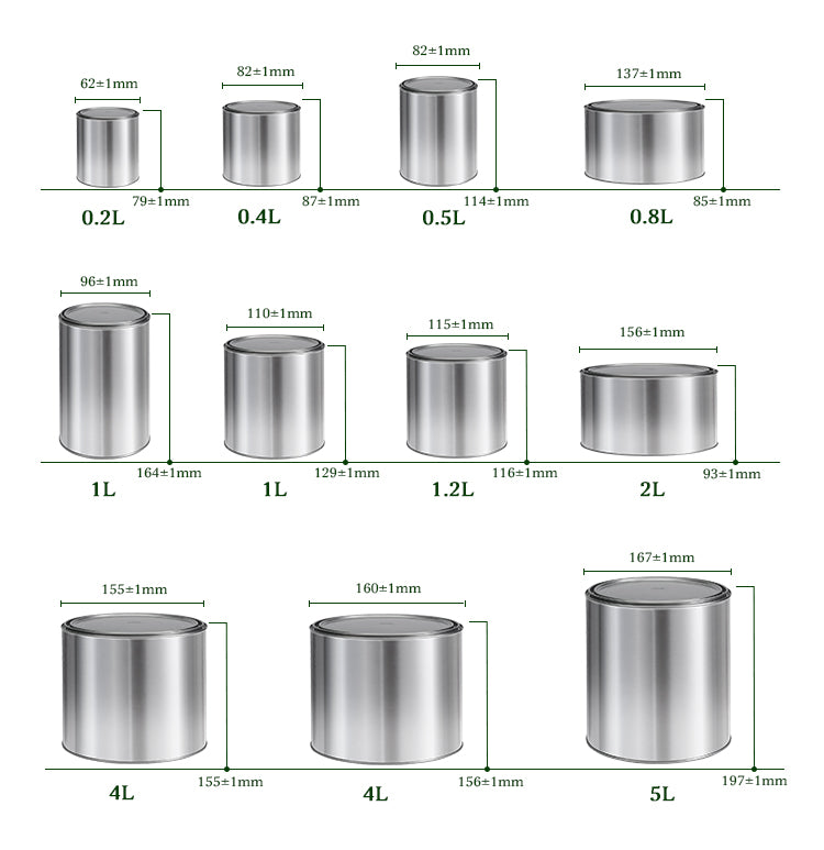 1L Empty Metal Paint Can with Lid - 115x116mm Round Tin for Latex/Acrylic Paint Storage, Leak-Proof Industrial Container for DIY & Contractors